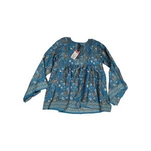 Sacred‎ Threads Women's One Size Flare Sleeve Paisley Floral Top Boho Hippie New